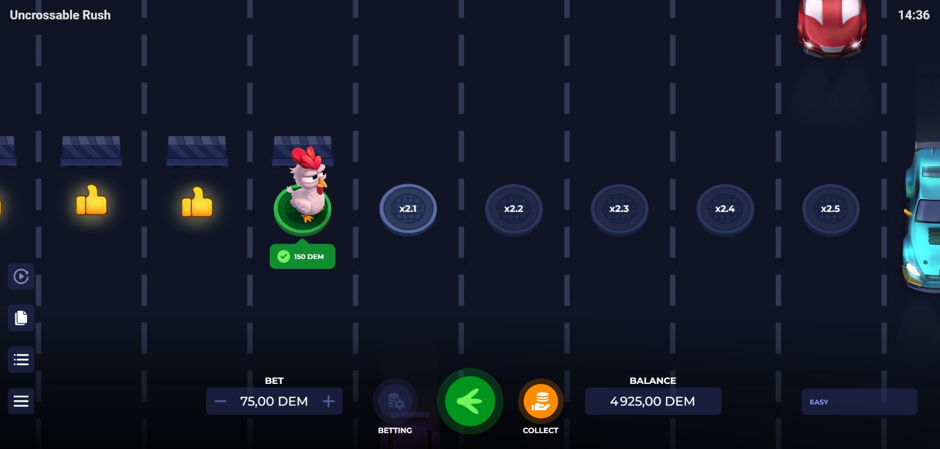 Uncrossable Rush progression lanes