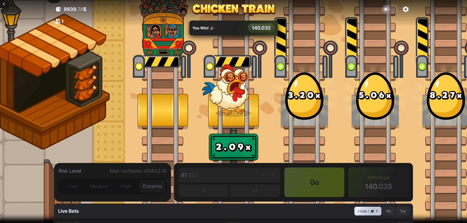 Grande vitória de Chicken vs. Train
