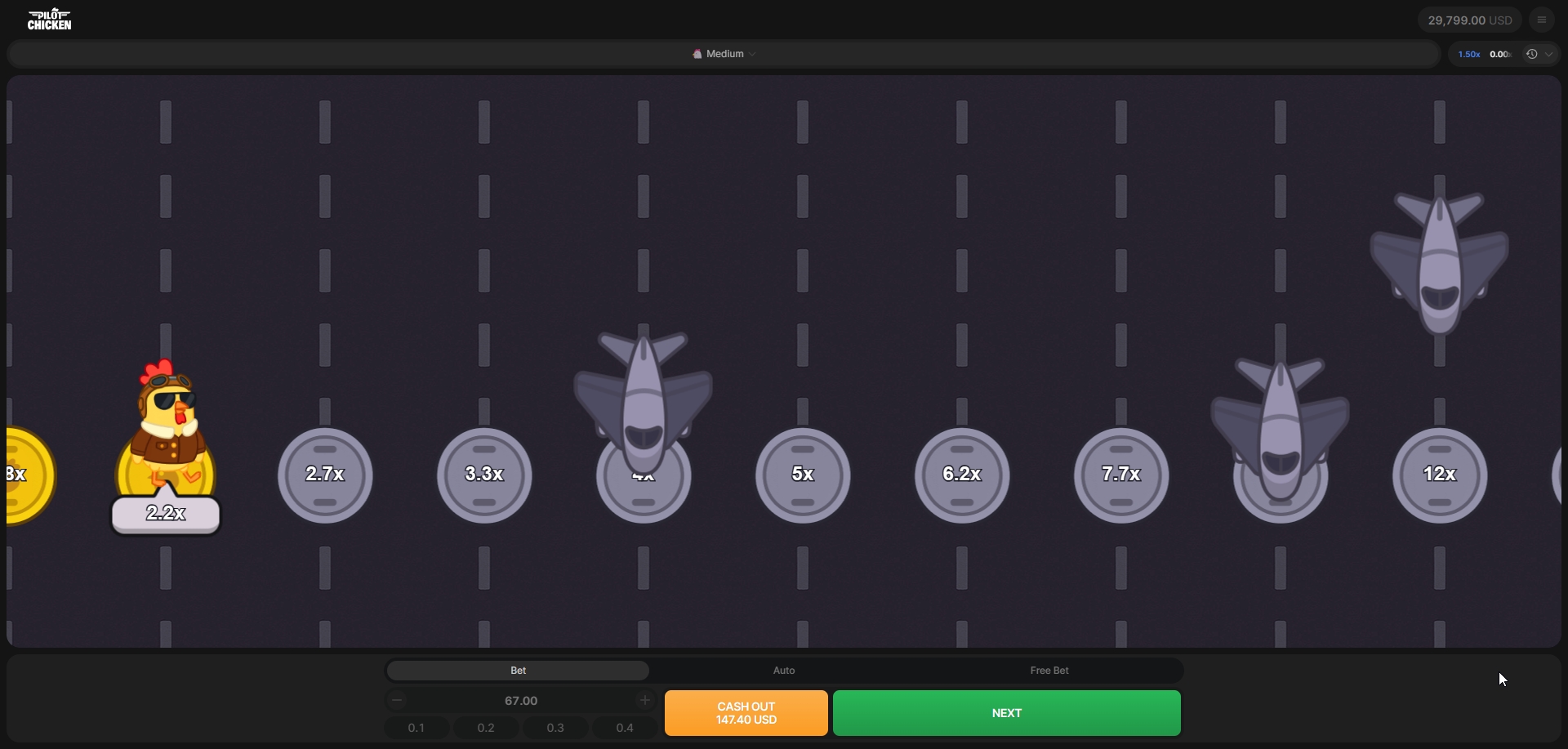 Pilot kyckling progression